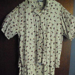 Fun sailboat print Skirt & Blouse, Size 14 Petite